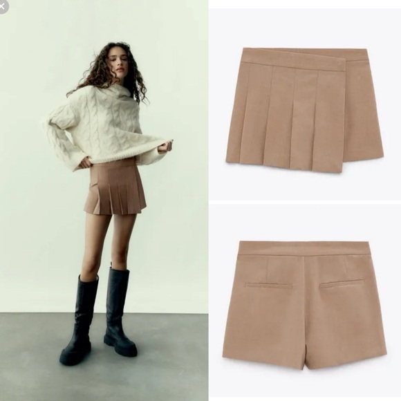 Zara pleated front skort size S🤎 - Picture 2 of 14